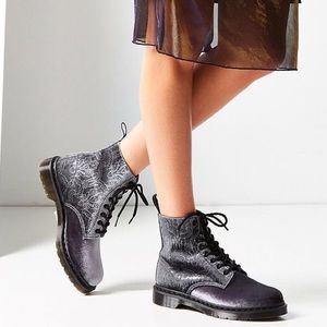 NEW Dr. Martens Grey Brocade Velvet Boots